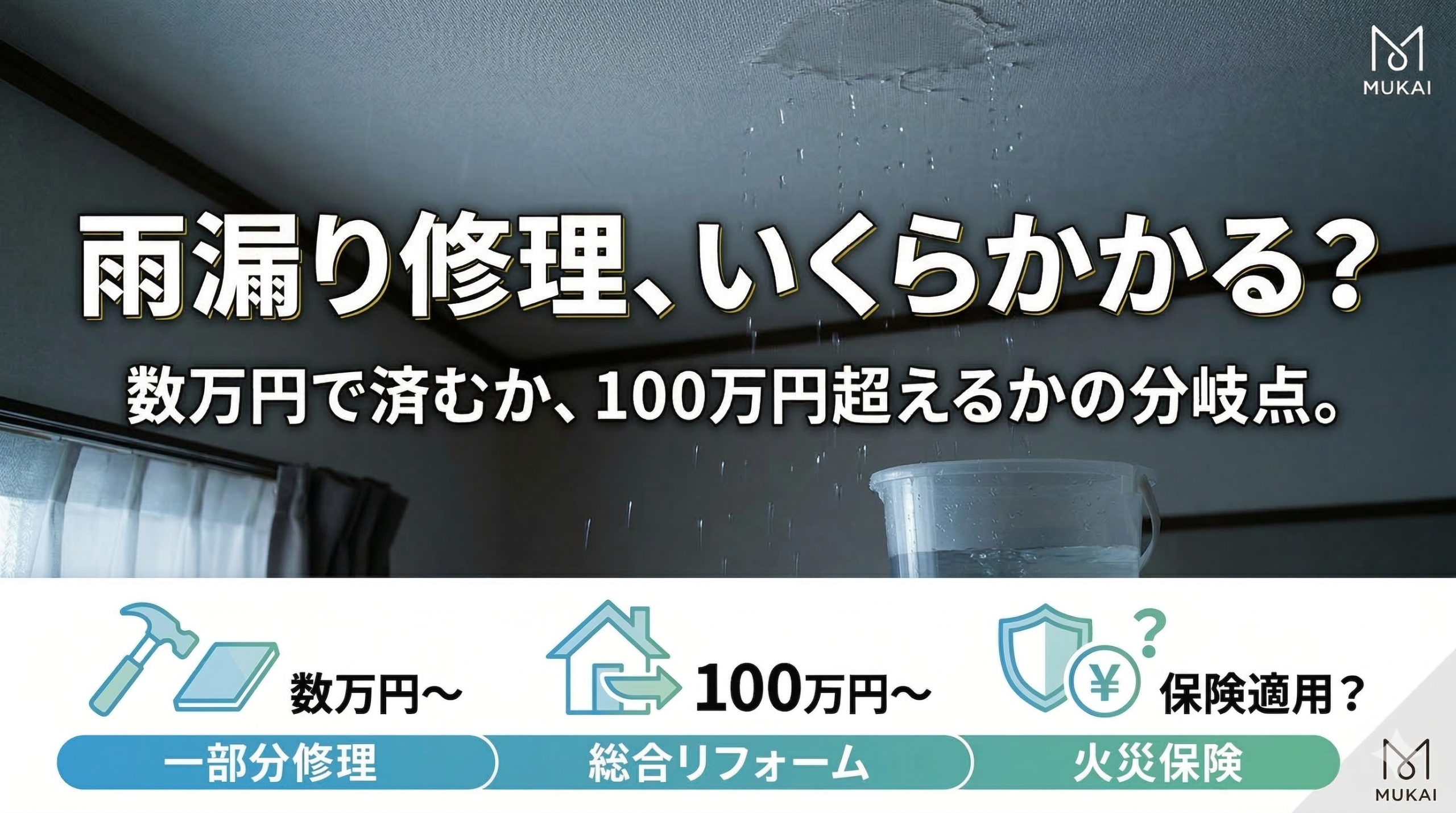 雨漏り修理の費用相場と火災保険の適用について解説